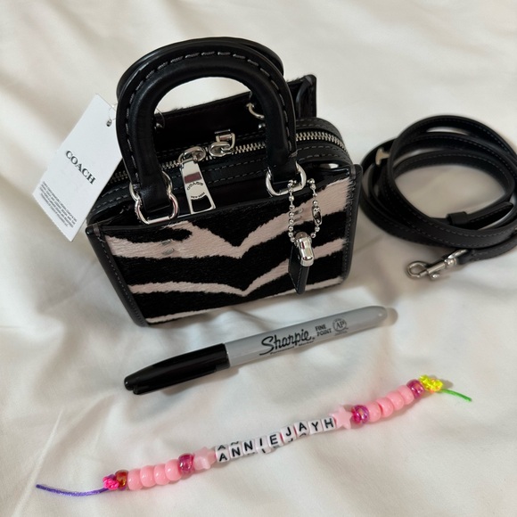 **SOLD** NWT Coach Rogue Bag 12 In Haircalf With Zebra Print (Micro Bag) - Picture 4 of 12